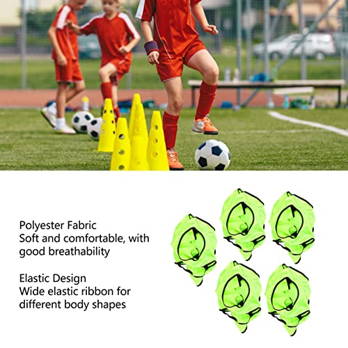 513Ns4BhDL.jpg 5 Pcs Training Vest Universial Round Neck Soccer Pennies 22x13.7 Inch Fabric Basketball Athletic Pinnies Football Bibs for Kids,