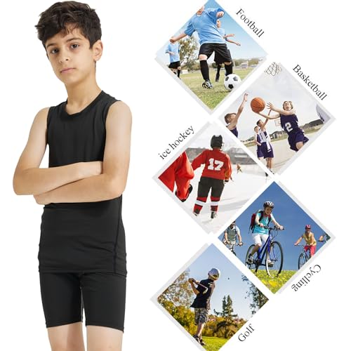 514RdPIxBuL.jpg Boys Compression Tank Tops Athletic Sleeveless Shirt Youth Quick Dry Undershirt Workout Baselayer Football T Shirts