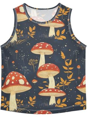 Cartoon Cute Mushrooms Children Tank Tops Sleeveless Toddler Vest Kids Boys Tshirts for Golf Swim Bike Jog 3T