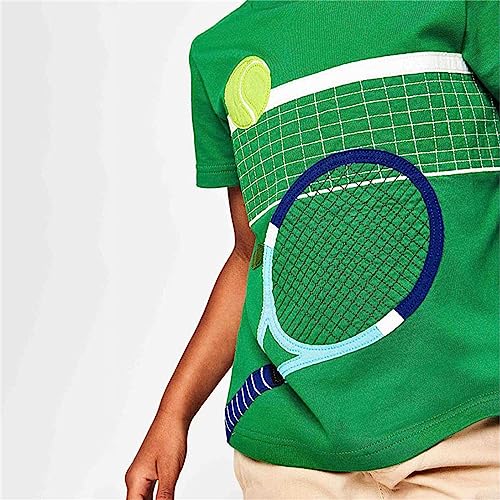 517IuidD6wL.jpg Toddler Sport Tshirt Kids Basketball Tennis Printed Shirts Summer Crewneck Tops Little Boys Girls Soft Cotton Boys' Tops
