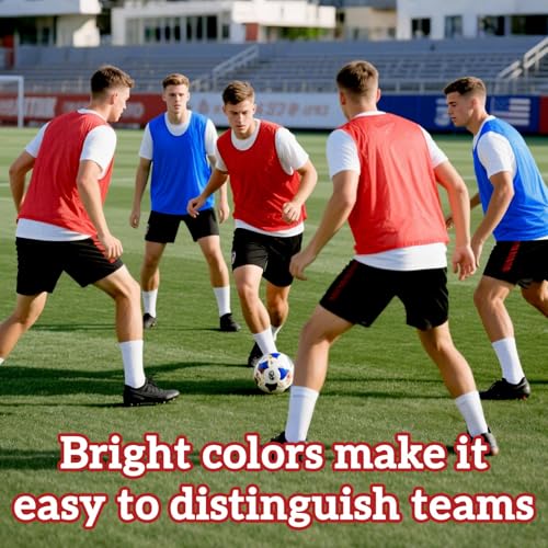 Red Pinnies Soccer Pennies - Set of 6 Team Practice Jersey for Child Youth Teen Adult,Pennies for Sports Youth,Nylon Large Mesh