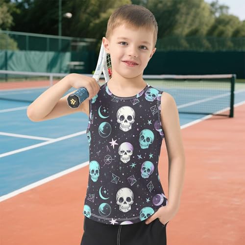 51DnXEXoezL.jpg Cute Skulls Stars Boys Tank Top Sleeveless Kids Vest Kids Shirt for Workout Gym Fitness Cycling Swimming 3T