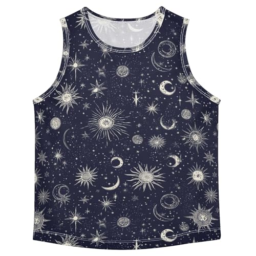 Starry Night Stars Sun Moon Boys Tank Tops Sleeveless Casual Vest Tees Active Tees for Biking Surfing Vacation Swim 3T
