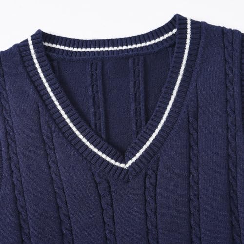 51MB30w8K8L.jpg Girls Boys Kids Knit Sweater Vest Casual Loose Sleeveless V-Neck Pullover Preppy Knitted Sweater Vest Fall Winter Tops