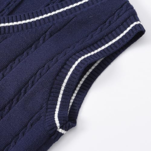51ZNVrx39RL.jpg Girls Boys Kids Knit Sweater Vest Casual Loose Sleeveless V-Neck Pullover Preppy Knitted Sweater Vest Fall Winter Tops