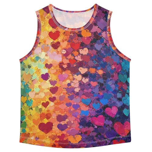 51uXCzBDe7L.jpg Colorful Hearts Rainbow Tank Tops for Boys Sleeveless Kids Vest Kids Active Shirt for Gym Swim Beach Outdoor 3T