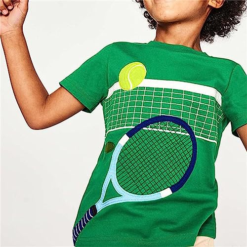 51vfY0AvOOL.jpg Toddler Sport Tshirt Kids Basketball Tennis Printed Shirts Summer Crewneck Tops Little Boys Girls Soft Cotton Boys' Tops
