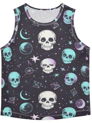 Cute Skulls Stars Boys Tank Top Sleeveless Kids Vest Kids Shirt for Workout Gym Fitness Cycling Swimming 3T